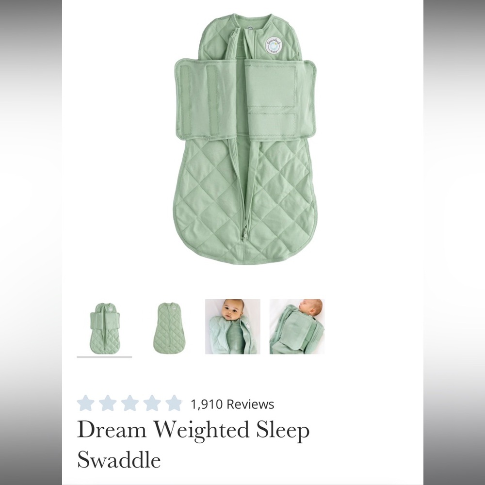 Dreamland Baby Dream Weighted Sleep Swaddle in Sage Green - Size 0-6 Months